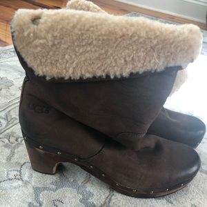 Ugg Australia Leather Boots with Fur, 10